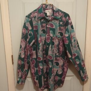 Vintage Men's Silk/Cotton Blend Button Down Shirt